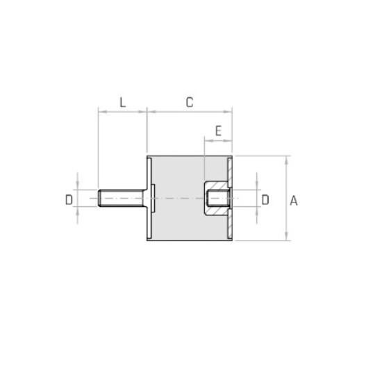 Hengeres rezgéscsillapító, M10 külső-belső menettel, 60x25mm, 225kg terhelés.