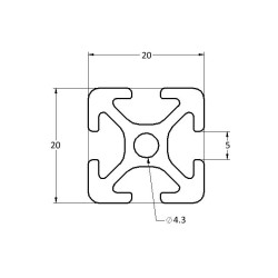 Aluprofil - 20x20 - Fekete