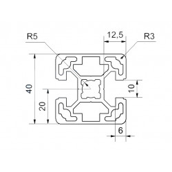 Aluprofil - 40x40 Két oldalon zárt- 180°