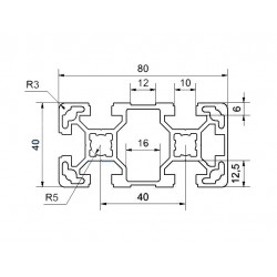 Aluprofil - 80x40 Egy 40-es oldaon zárt