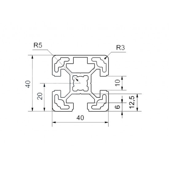 Aluprofil - 40x40 Egy oldalon zárt