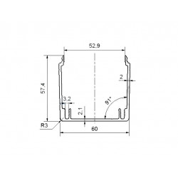 Aluprofil - 60x60 Kábelcsatorna profil