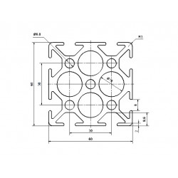 Aluprofil - 60x60 Fekete