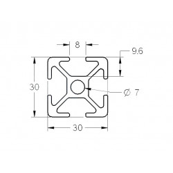 Aluprofil - 30x30 Fekete