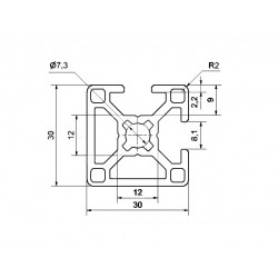 Aluprofil - 30x30 Két oldalon zárt 90°