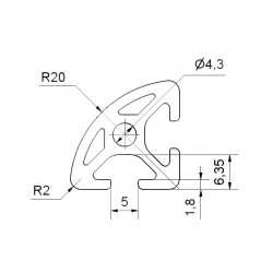 Aluprofil - R20-90 - Fekete