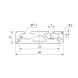 Aluprofil - 40x10 - Fekete