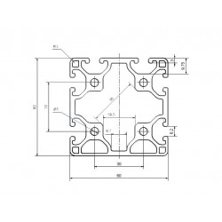 Aluprofil - 60x60 Könnyű  - Egy oldalon zárt