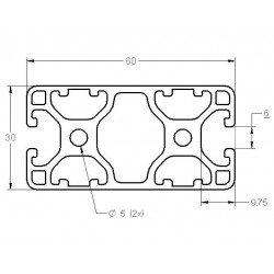 Aluprofil - 60x30 Könnyű  - Két oldalon zárt - 180 (60)