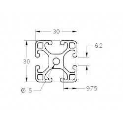 Aluprofil - 30x30 Könnyű - Fekete