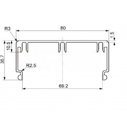 Aluprofil - 80x40 Kábelcsatorna profil