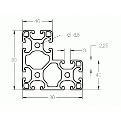 Aluprofil - Sarokprofil - 80x80x40 Könnyű