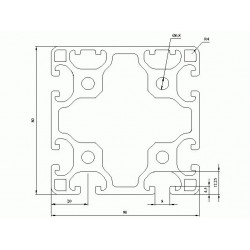 Aluprofil - 80x80 Könnyű - Egy oldalon zárt