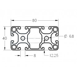 Aluprofil - 80x40 Könnyű - Fekete