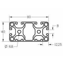 Aluprofil - 80x40 Könnyű - Egy oldalon zárt  (80)