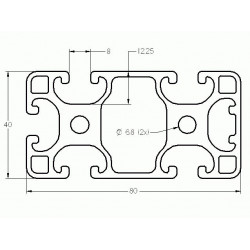 Aluprofil - 80x40 Könnyű - Egy oldalon zárt  (40)