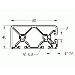 Aluprofil - 80x40 ECO - Két oldalon zárt - 180 (80/40)