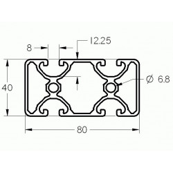 Aluprofil - 80x40 ECO - Két oldalon zárt - 180 (40)