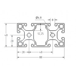 Aluprofil - 80x40 - X típus - utolsó méterek