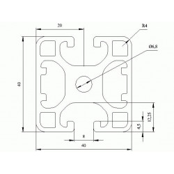 Aluprofil - 40x40 Könnyű - Két oldalon zárt - 180