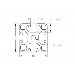 Aluprofil - 40x40 Könnyű - Egy oldalon zárt