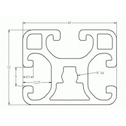 Aluprofil - 40x32 Könnyű