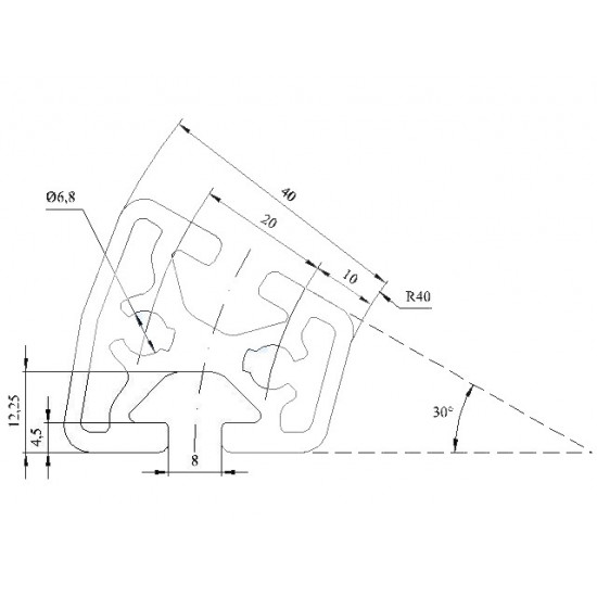 Aluprofil - R40/80-30° - Könnyű