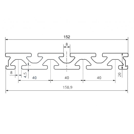 Aluprofil -152x20