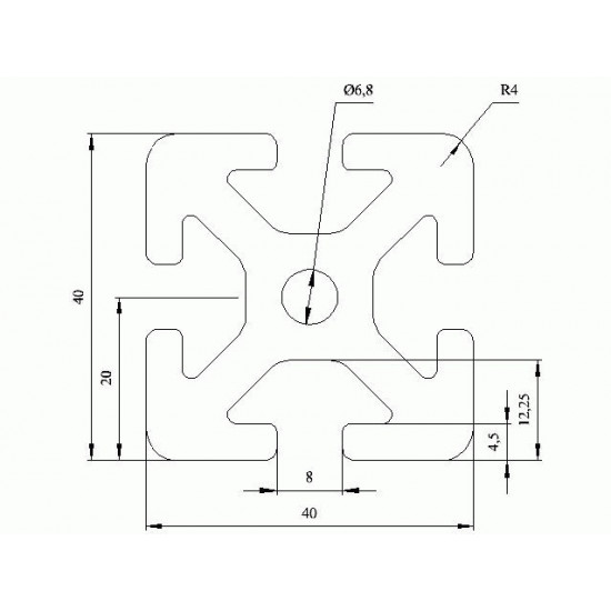 Aluprofil - 40x40 Nehéz