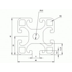 Aluprofil - 40x40 Könnyű - Fekete