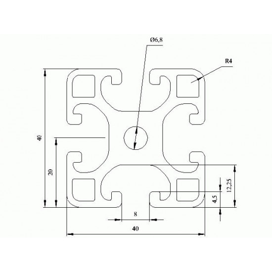 Aluprofil - 40x40 Könnyű - Fekete