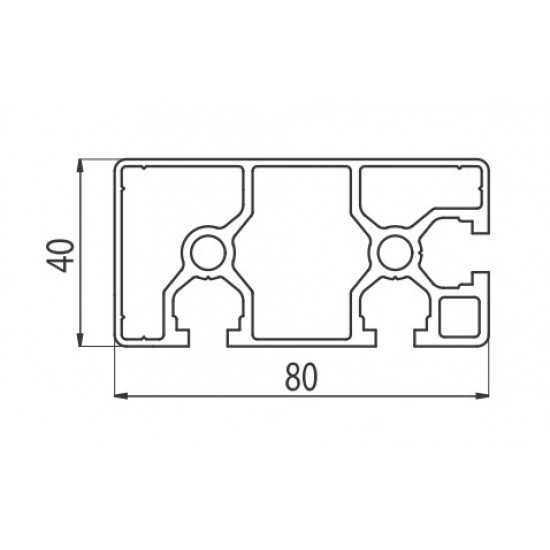 Aluprofil - 80x40 Két oldalon zárt - 90°