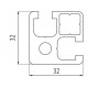 Aluprofil - 32x32 Két oldalon zárt - 90°