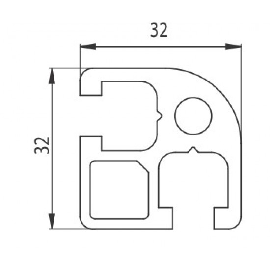 Aluprofil - 32x32 R90°