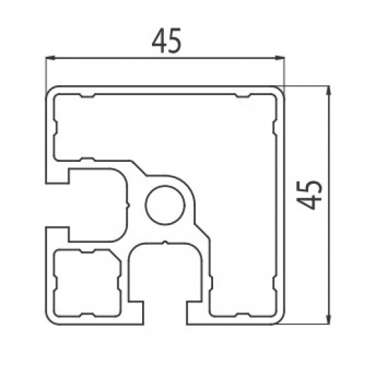 Aluprofil - 45x45 Két oldalon zárt - 90°