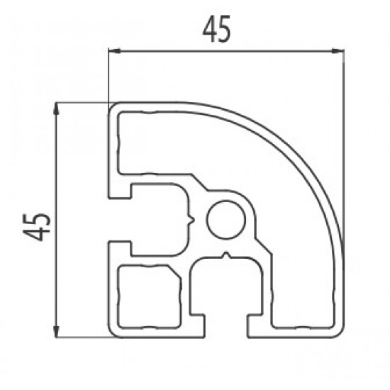 Aluprofil - 45x45 - R90