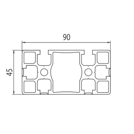 Aluprofil - 90x45 Két oldalon zárt - 90°