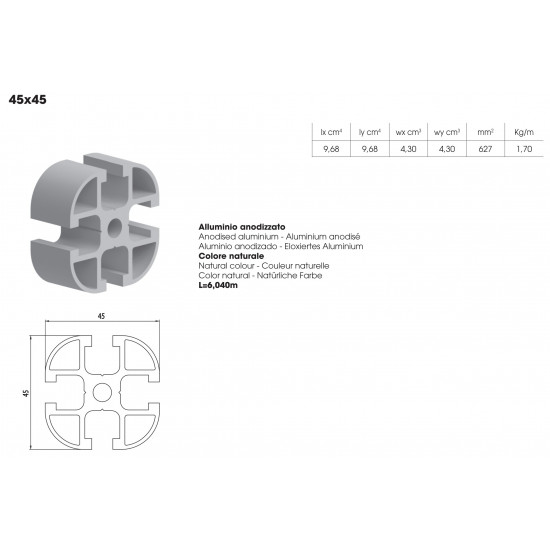 Aluprofil - 45x45