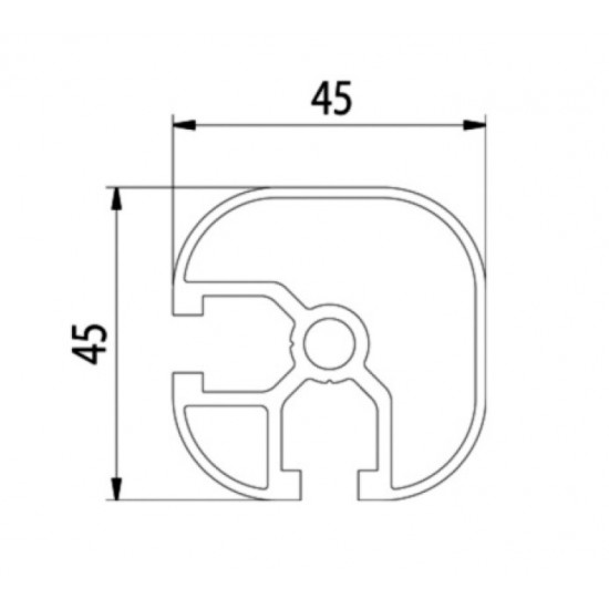 Aluprofil - 45x45 Két oldalon zárt - 90°