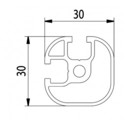 Aluprofil - 30x30 - Két oldalon zárt - 90°