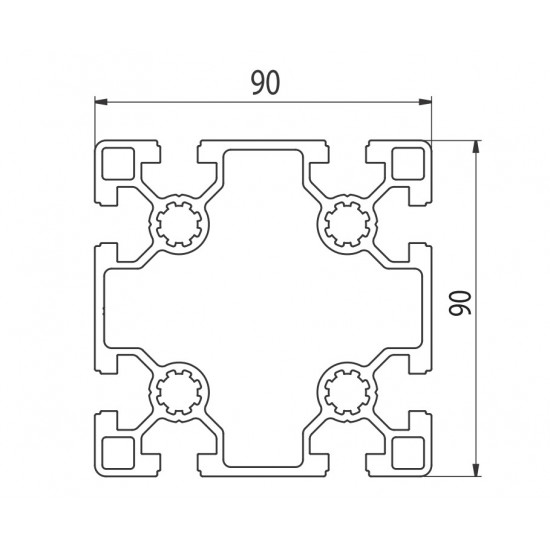 Aluprofil - 90x90 ECO