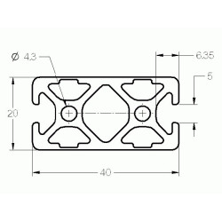 Aluprofil - 40x20 Két oldalon zárt - 180 (40)