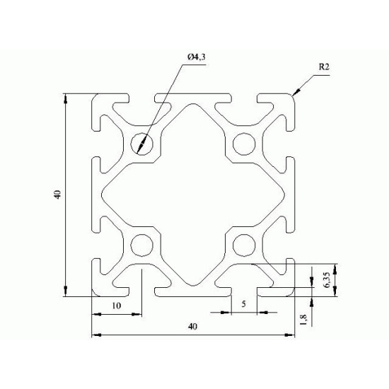 Aluprofil - 40x40