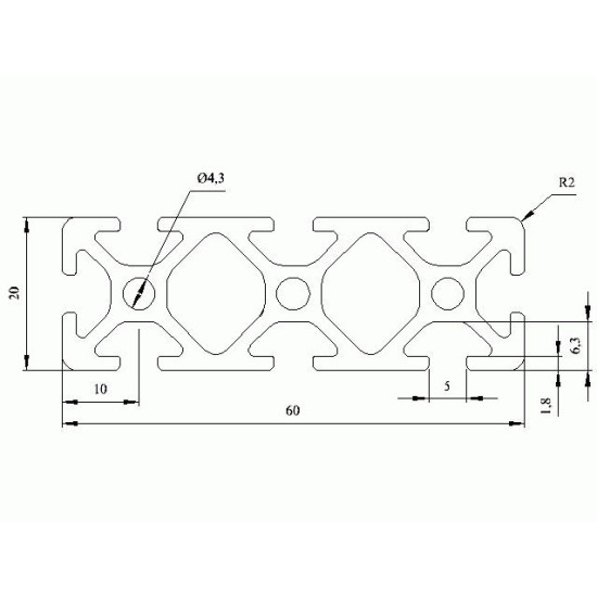 Aluprofil - 60x20