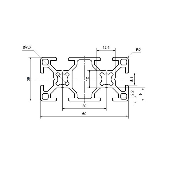 Aluprofil - 60x30-bk