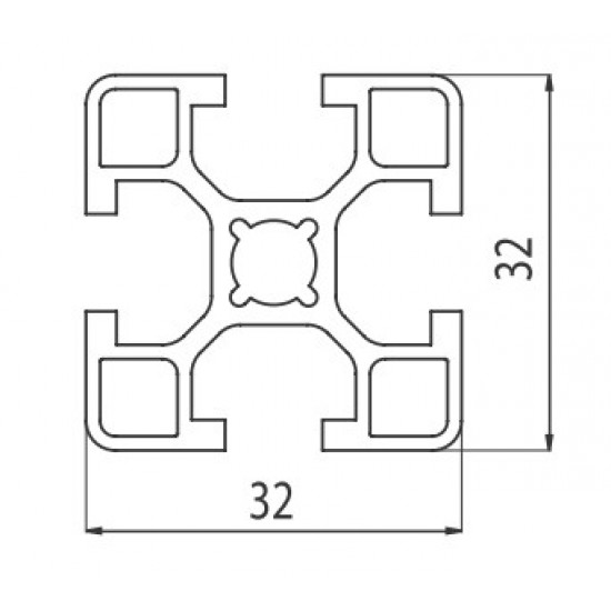 Aluprofil - 32x32 - Elox nélkül