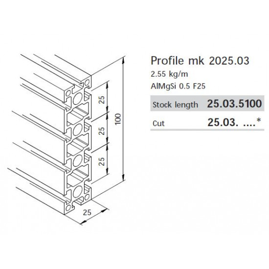 Aluprofil mk 2025.03 - 100x25