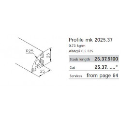 Aluprofil mk 2025.37 - 25x25 - R90