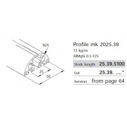 Aluprofil mk 2025.39 - 50x25 - R180