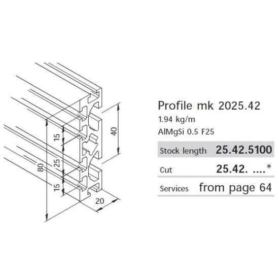 Aluprofil mk 2025.42- Adapter 80x20